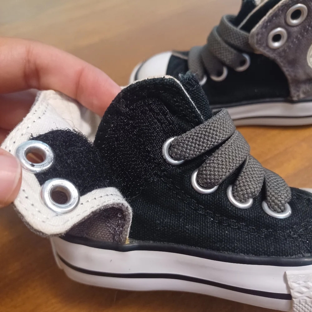 Converse Infant Shoes Size 3 Black Gray Hook & Loop Chuck Taylor All Star